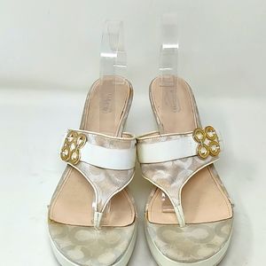 Coach White and Gold Platform Sandals